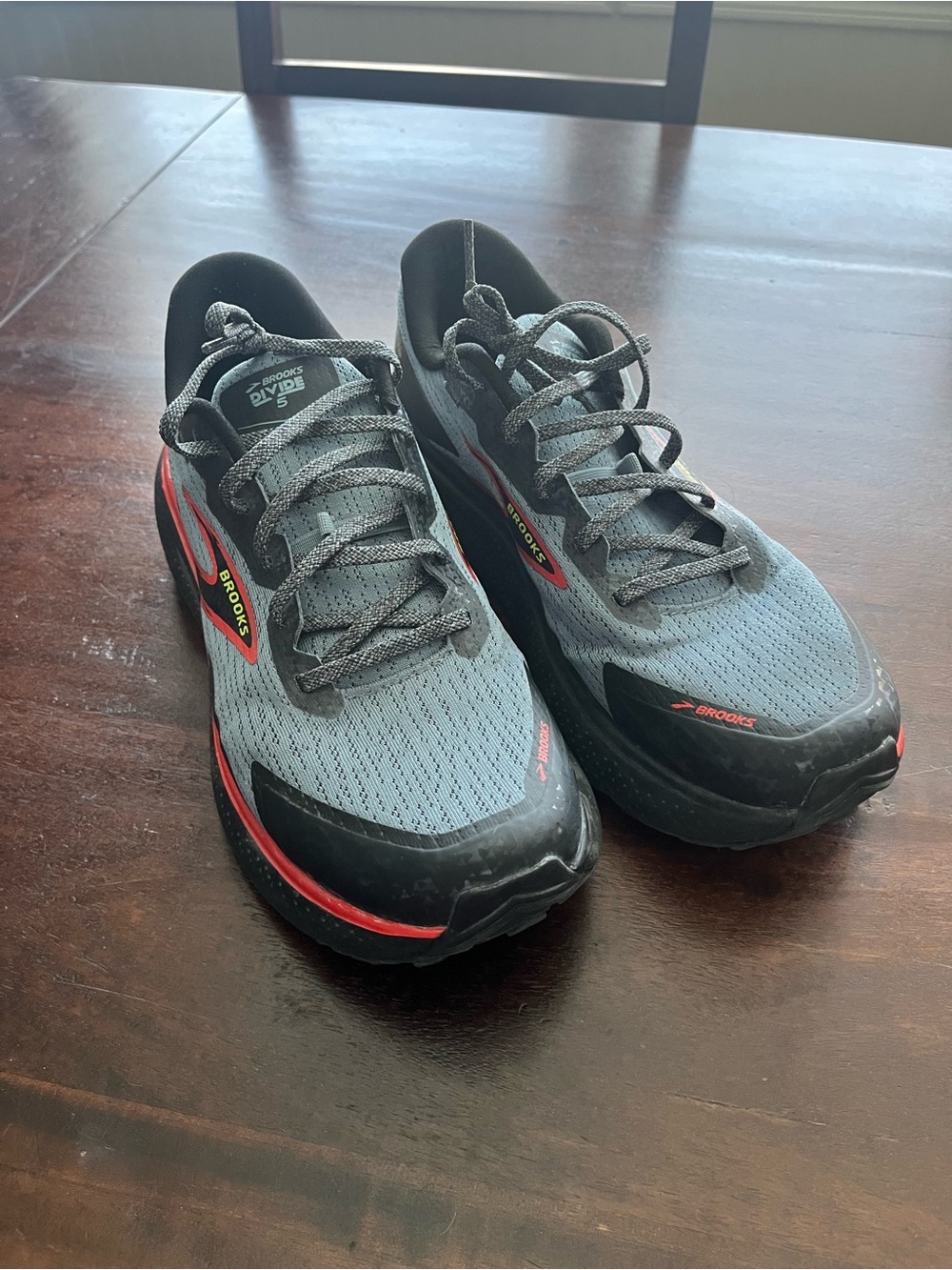 Brooks Gray & Black Running Shoes with Red Accents